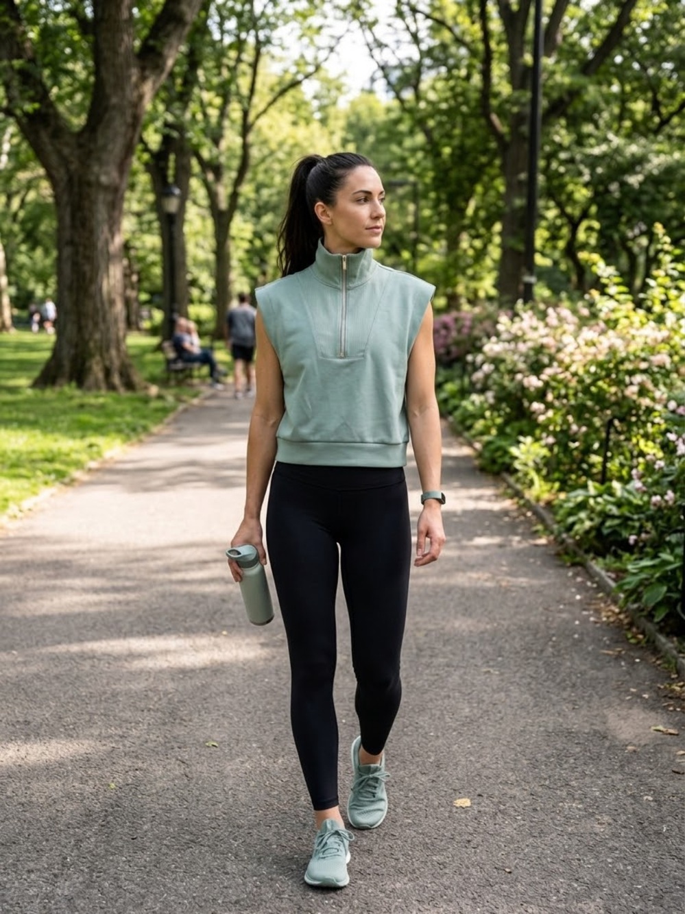 Thrive Sleeveless Half-Zip Mock Neck - Sage